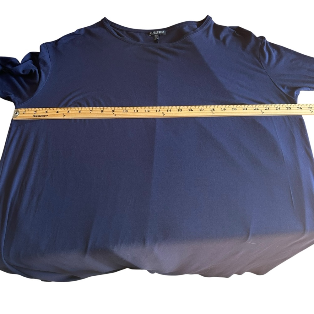 Eileen Fisher Woman sz 2X Jewel Neck jersey dress blue comfy stretch casual soft - Picture 10 of 14